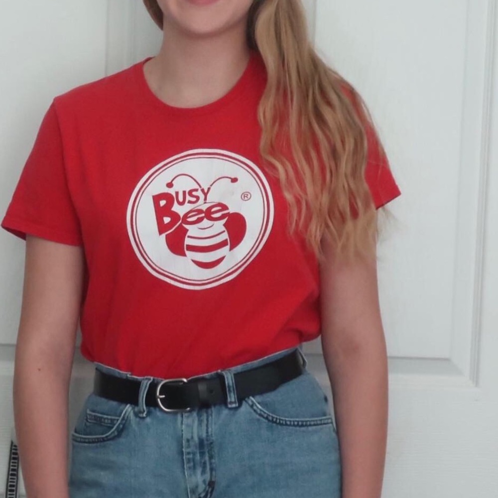 Red Busy Bee Happy Tee Shirt